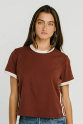 Chelsea Contrast Tee in Brown