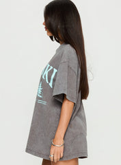 Apres Ski Valley Oversized Graphic Tee Charcoal