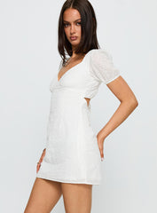 Viella Broiderie Mini Dress White