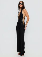 Riane Lace Up Pants Black