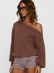 Noble Off The Shoulder Sweater Chocolate