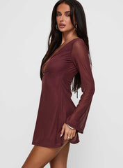 Artique Long Sleeve Mini Dress Brown