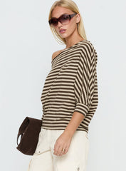 Keyes 3/4 Sleeve Off Shoulder Top Multi Stripe
