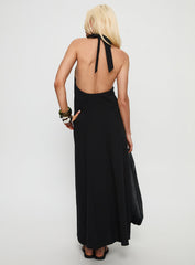 Kaiana Keyhole Halter Maxi Dress Black