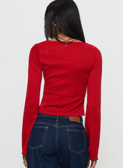 Rowynne Long Sleeve Tie Up Top Red