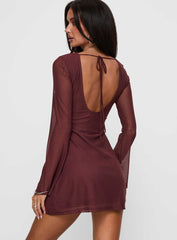 Artique Long Sleeve Mini Dress Brown