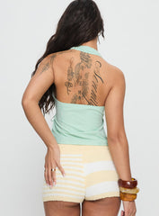 Save A Seat Wrap Halter Top Green Stripe