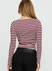 Derrica Long Sleeve Top Red / Grey Stripe