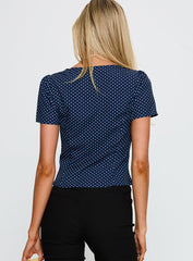 Isolda Top Navy Polka