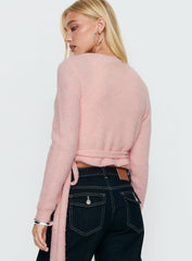 Tonee Wrap Knit Cardigan Pink