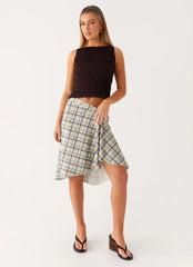 Shes A Lady Midi Skirt - Cedar Check