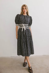 Kendra Ditsy Floral Midi Dress In Black - Final Sale