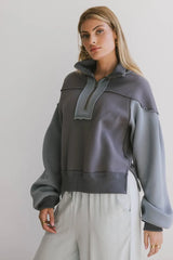 Zeya Half Zip Sweatshirt In Blue - Final Sale