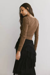 Tylar Scoop Neck Top In Brown - Final Sale