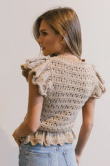 Shelly Ruffle Sweater In Natural - Final Sale