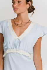 Jessica Lace Trim Maxi Dress In Blue - Final Sale
