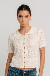 Liam Collared Blouse in Cream