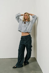 Rayna Striped Collared Top In Blue - Final Sale