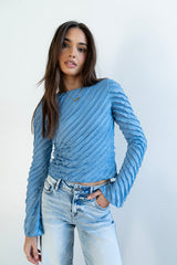 Brianna Ruffle Top In Blue - Final Sale