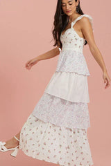 Sweetheart Neck Floral Print Layered Dress