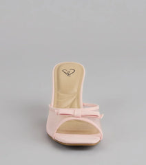 Dainty Drama Mesh Bow Kitten Mules