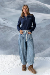 Apres Knit Sweater In Navy - Final Sale