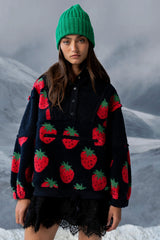 Maria Oversized Sherpa Jacket in Navy - FINAL SALE