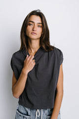 Noelle Ruched Top in Charcoal - FINAL SALE