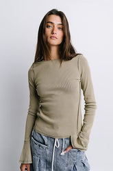 Toby Ribbed Top in Olive - FINAL SALE