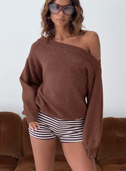Noble Off The Shoulder Sweater Chocolate