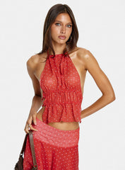 Legacy Halter Top Tomato Polka