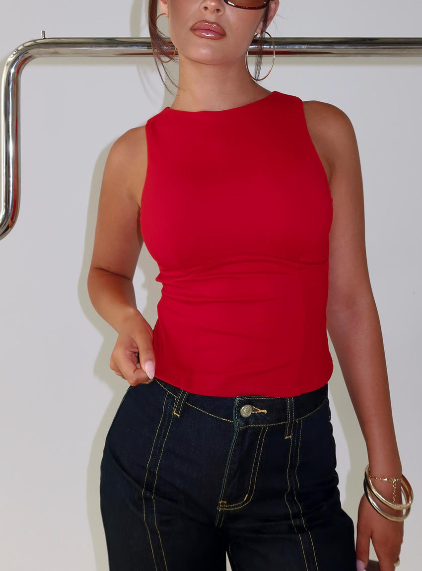Georgetta Bust Detail Cami Top Red