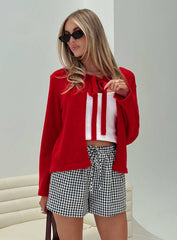 Norine Tie Up Knit Sweater Red