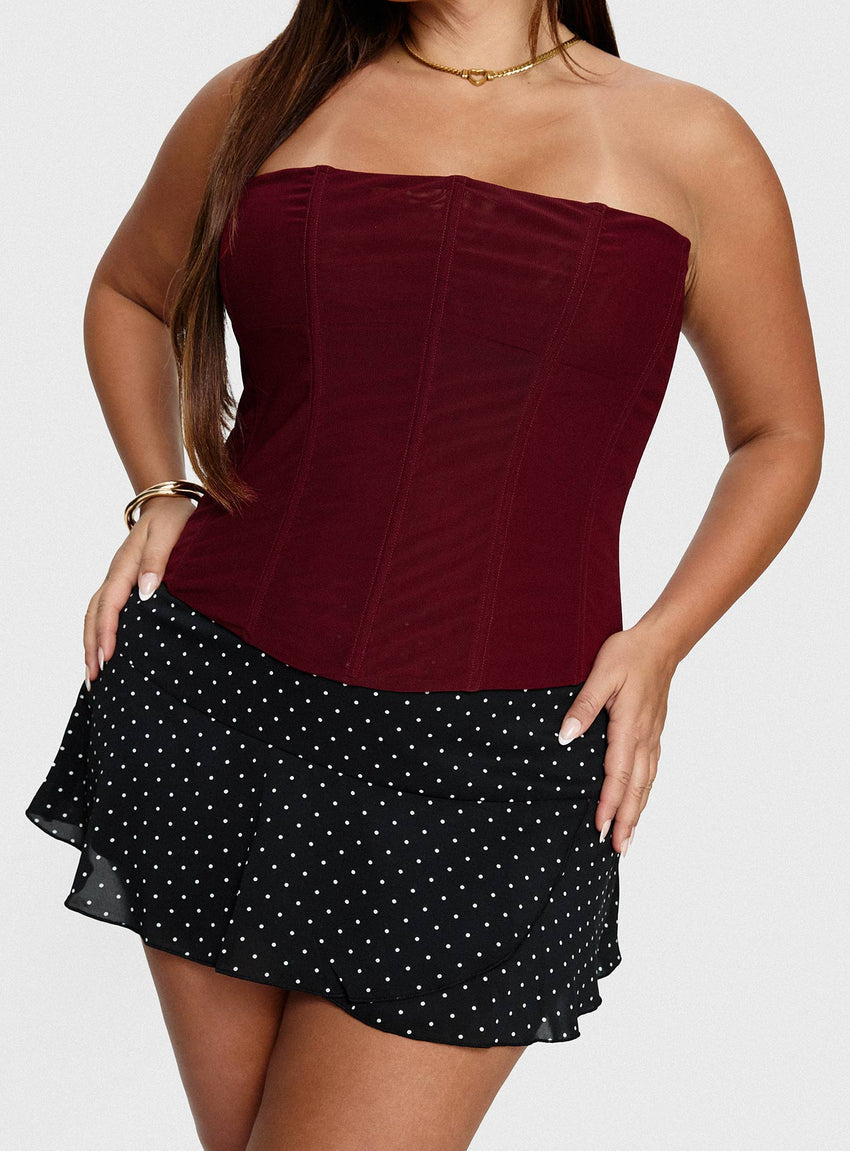 Sonsie Mini Skirt Black / White Polka Curve