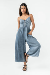 Khloe Cropped Denim Jumpsuit - FINAL SALE