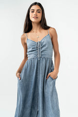 Khloe Cropped Denim Jumpsuit - Final Sale