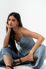 Khloe Cropped Denim Jumpsuit - Final Sale