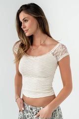 Celia Lace Top In Cream - Final Sale