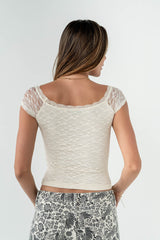 Celia Lace Top In Cream - Final Sale