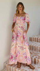 Tamar Maxi Dress - Pink Floral