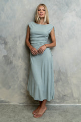 Remi Textured Maxi Dress In Blue - Final Sale