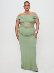 Gwendolen Off The Shoulder Maxi Dress Green Curve