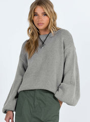 Harmony Balloon Sleeve Knit Sweater Grey