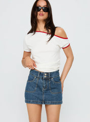Pitcher Denim Mini Skirt Mid Blue Wash