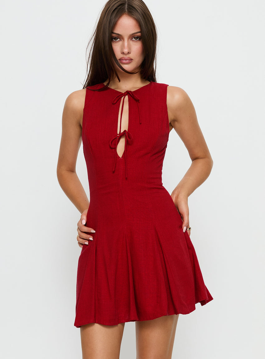 Aeryn Tie Front Mini Dress Red