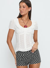Caryann Frill Blouse Top White