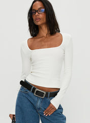 Baseline Rib Long Sleeve Top White