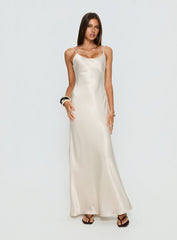 Miracles Scoop Satin Maxi Dress Champagne