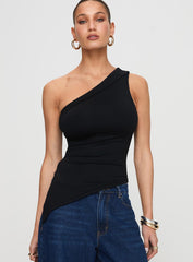 Lunah One Shoulder Top Black