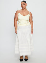 Calling For You Flowy Maxi Skirt White Curve